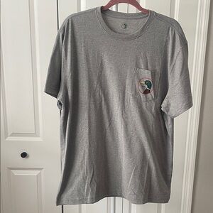 Duck Head Gray Short Sleeve Tee with Pocket and Dark Green Hat